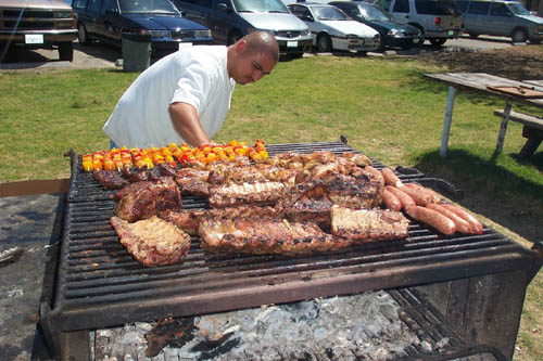 Rene at work on the BBQ