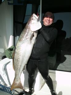 Tom with a 52.5 pound white sea bass