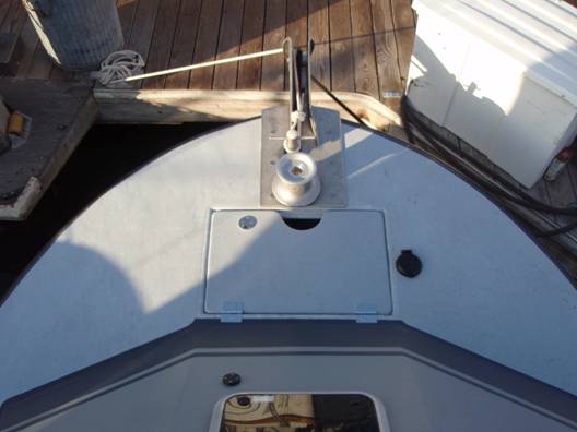 This shows the anchor puller and a custom bow roller