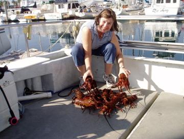 Don & Cathy Mueller show off the lobsters they captured!